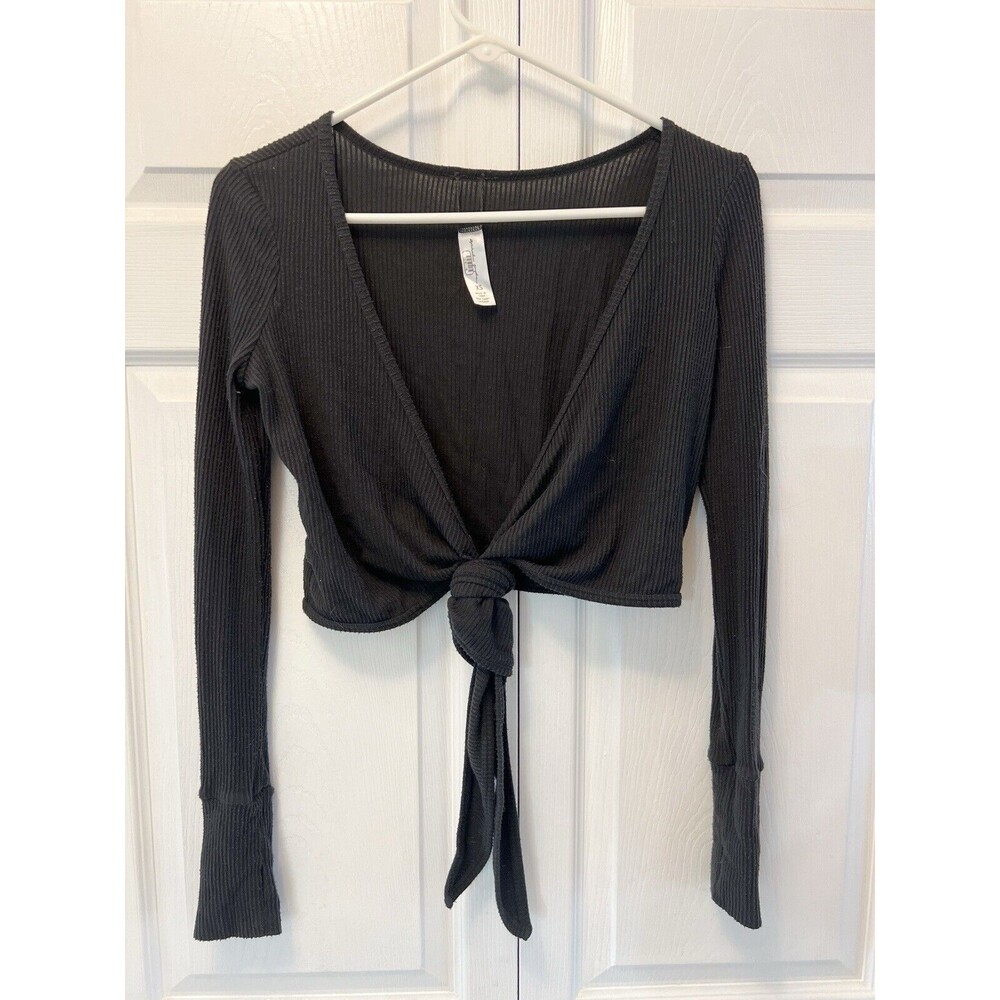 Spiritual Gangster Harmony Rib Wrap Sweater Size Xs Black Long Sleeve - Picture 5 of 10